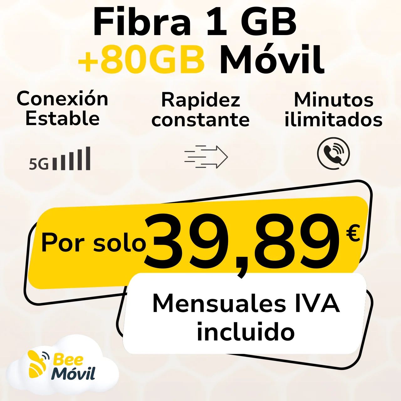 Pack Fibra 1 Gb + Móvil 80 GB Pack Definitivo