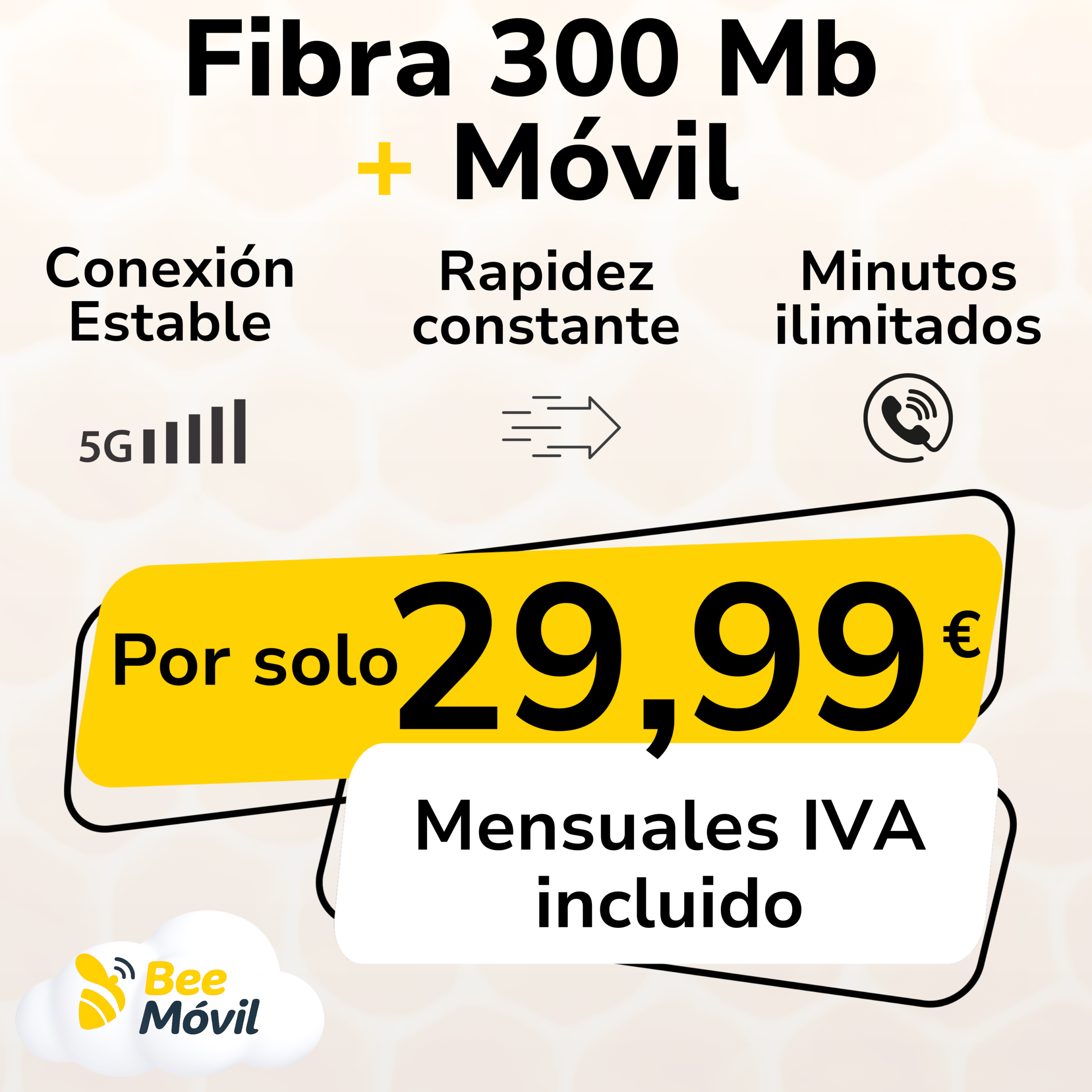 Pack Fibra 300Mb + Móvil 40GB Oferta Estrella