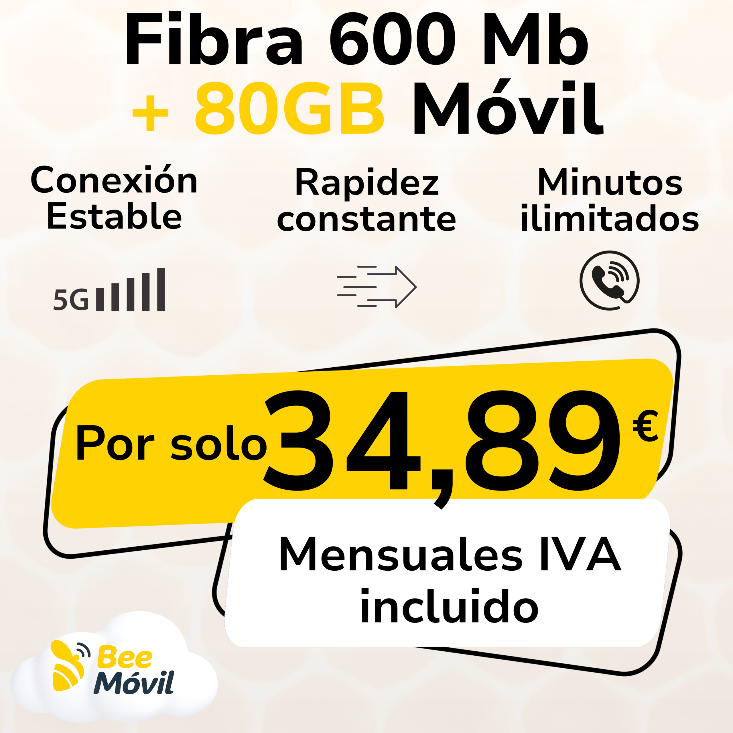 Pack Fibra 600 Mb + Móvil 80 GB streaming y gaming