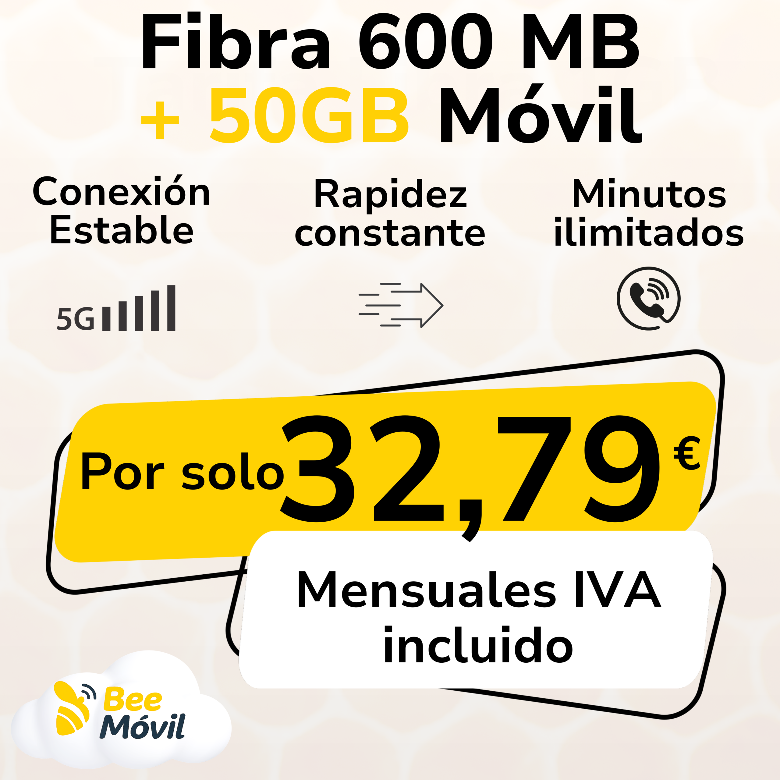 Pack Fibra 600 Mb + Móvil 50 GB con velocidad familiar